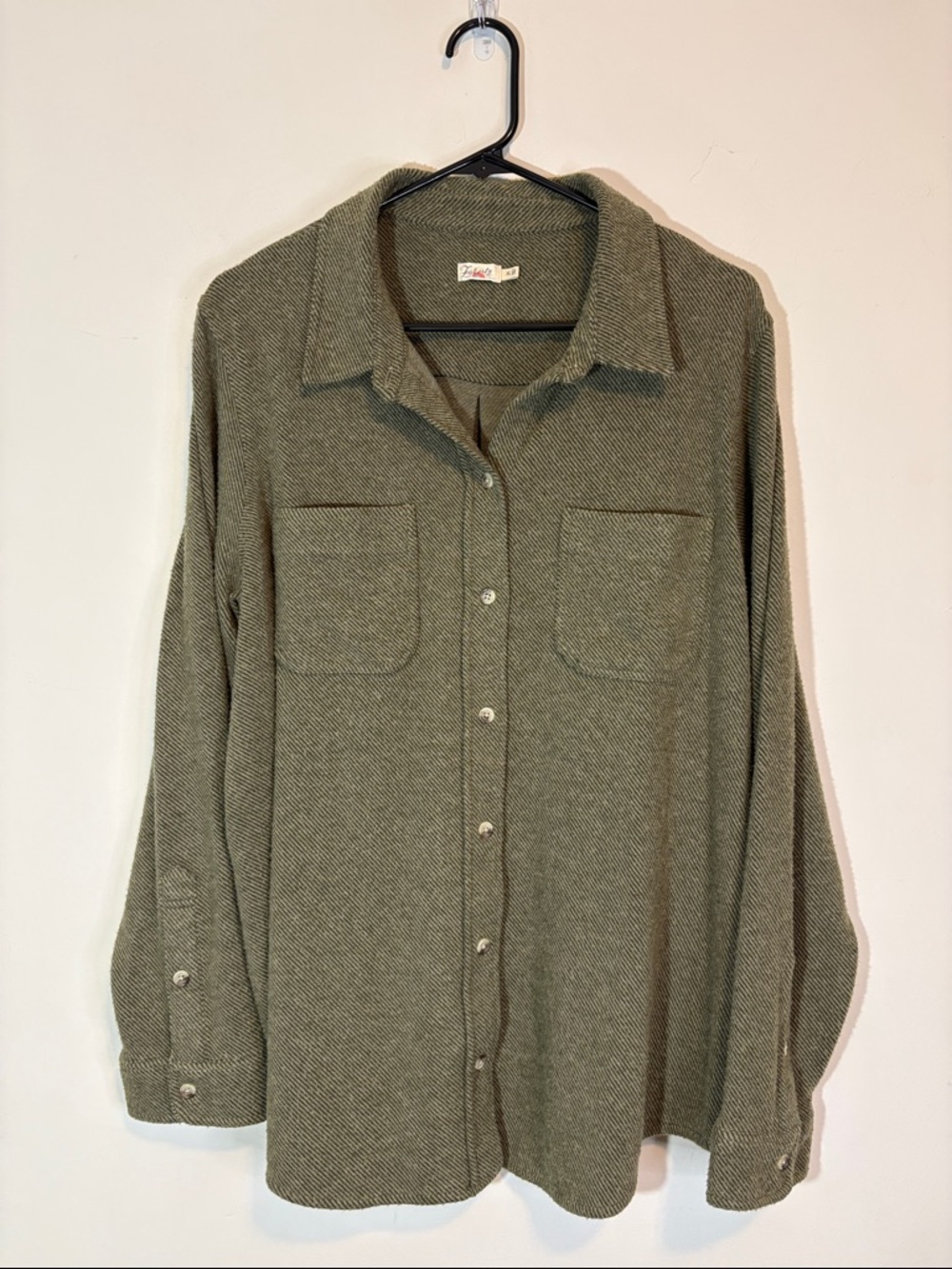 Faherty Brand Legend Sweater Shirt Shacket Button Up Pocket Jacket Olive Green
